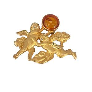Vintage Signed LS Cherub Brooch (A603)